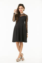 🖤 Midnight Allure Polka Mesh Fit & Flare Dress