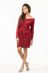 ❤️ Scarlet Desire Ruched Off-Shoulder Bodycon Dress