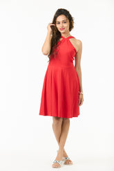 ❤️🔥 Eternal Charm Cross-Neck Fit & Flare Dress