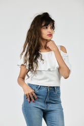 💎 7ish Ruffle Muse Off-Shoulder Crop Top Collection