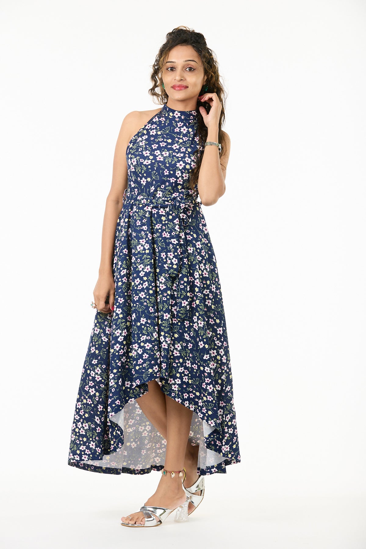 🌸 Ethereal Bloom Halter High-Low Dress