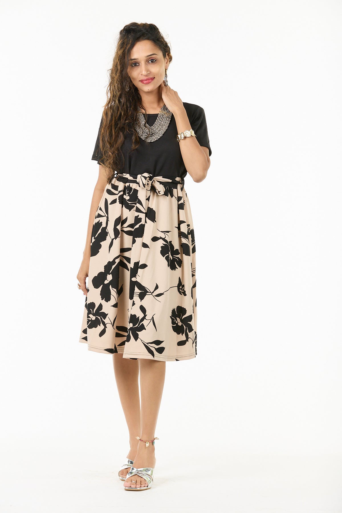 🖤 Blossom Noir Floral Fit & Flare Dress