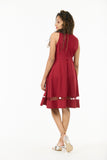 🍷 Velvet Rouge Sleeveless Mesh Trim Fit & Flare Dress