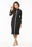 🖤 Noir Line Elegance High-Neck Bodycon Dress