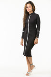 🖤 Noir Line Elegance High-Neck Bodycon Dress