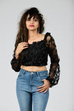 🖤 7ish Midnight Bloom Sheer Lace Crop Top