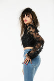 🖤 7ish Midnight Bloom Sheer Lace Crop Top